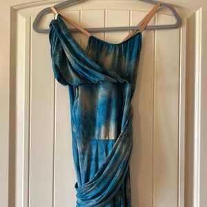 Elegant Blue Tie-Dye Women's Dance Costume